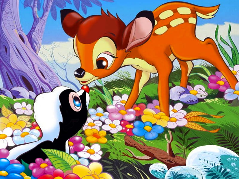 640x480px, animals, bambi, colorful, disney, forest, friends, HD wallpaper