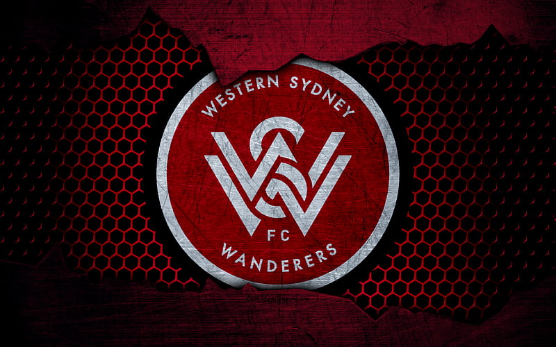 Western Sydney Wanderers logo, A-League, soccer, football club, Australia, WS Wanderers, grunge, metal texture, Western Sydney Wanderers FC, HD wallpaper
