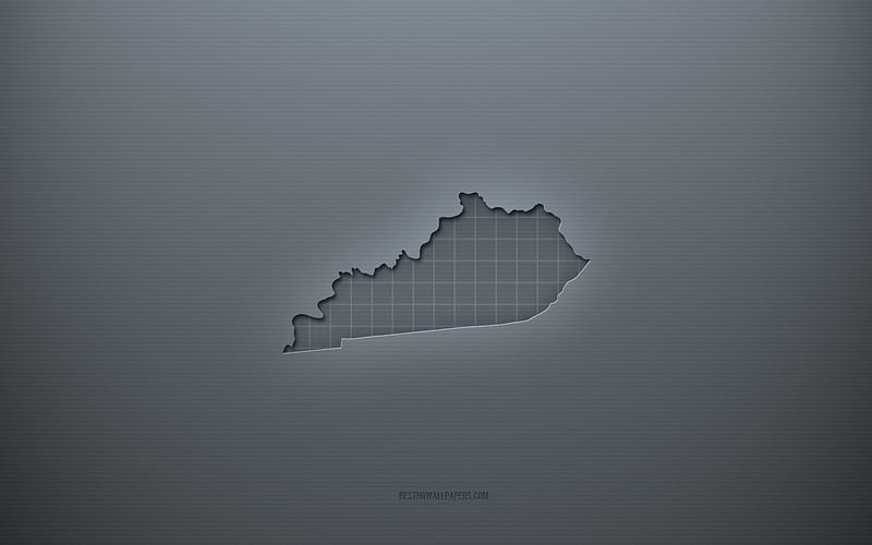 Kentucky map, gray creative background, Kentucky, USA, gray paper texture, American states, Kentucky map silhouette, map of Kentucky, gray background, Kentucky 3d map, HD wallpaper