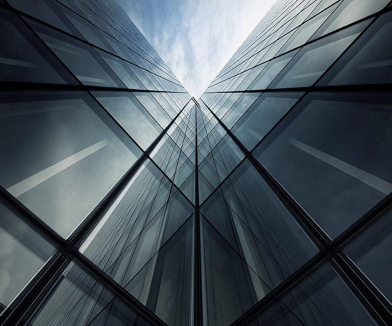 Htc One, building, mirrors, sky, HD wallpaper