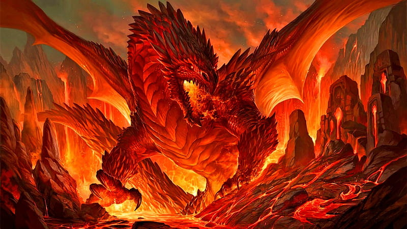Rampage, fire, fantasy, magic, dragon, HD wallpaper