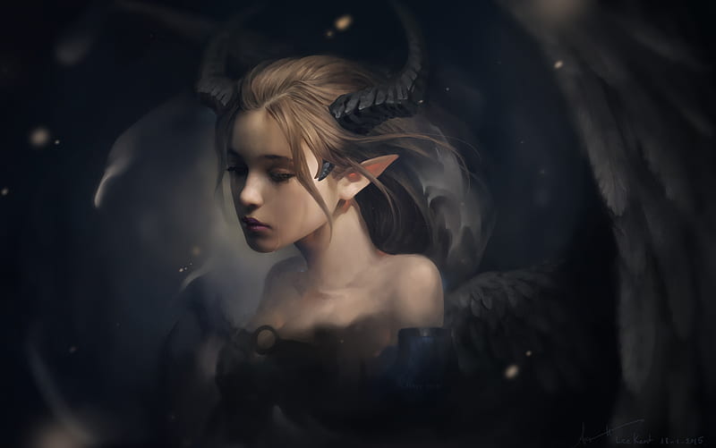 Sorrows of a Demon, fantasy-girls, demon, HD wallpaper