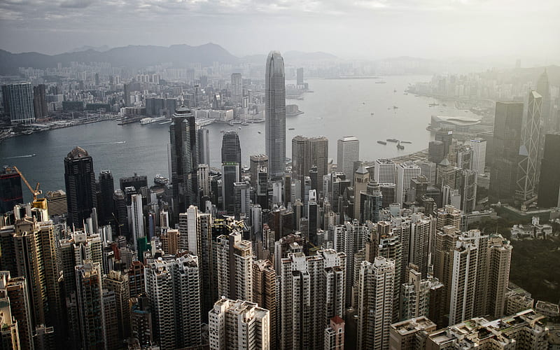 Hong Kong, International Commerce Centre, Central Plaza, The Center, skyscrapers, modern buildings, metropolis, Hong Kong skyline, cityscape, China, HD wallpaper