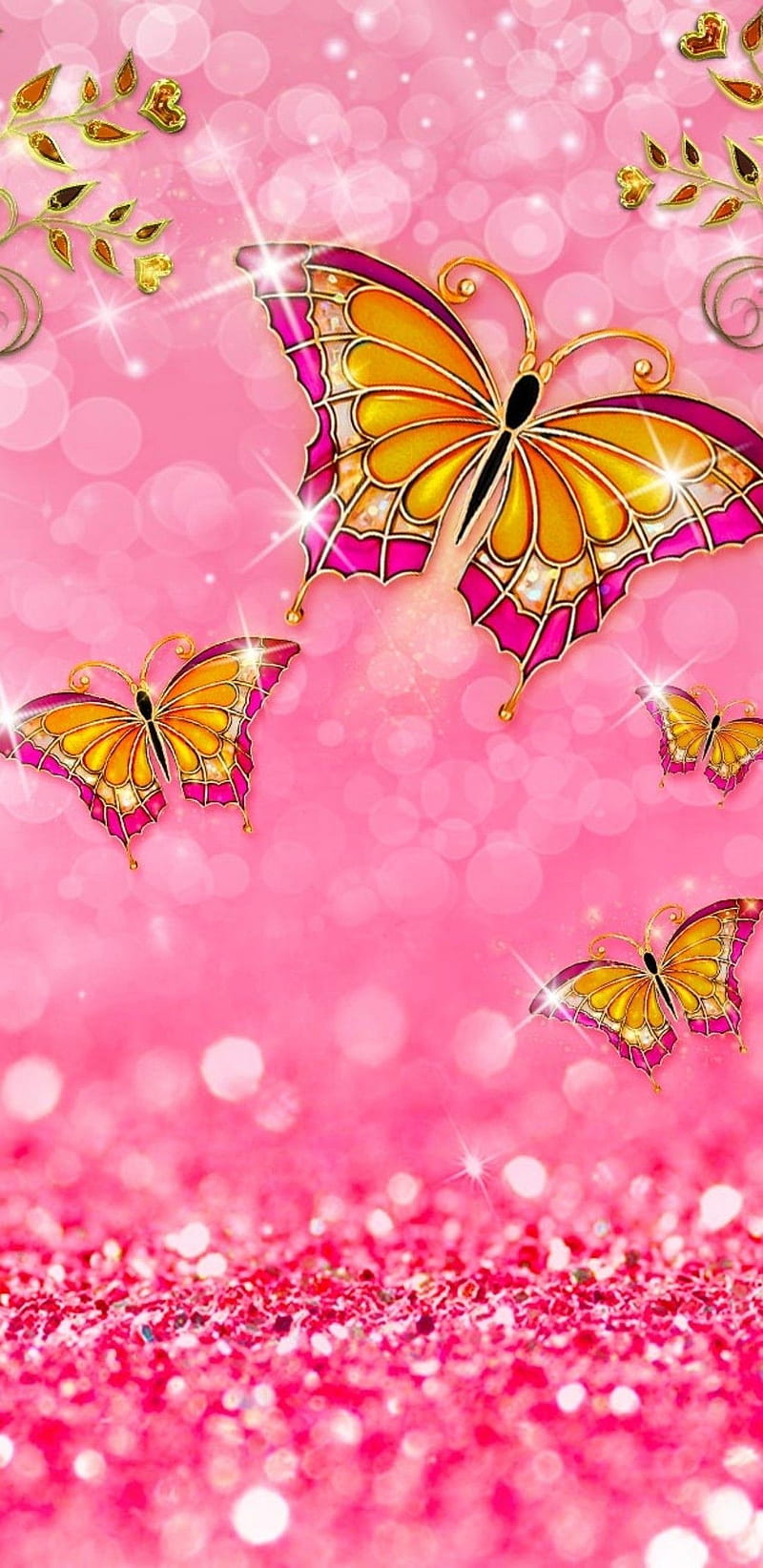 Butterfly aesthetic background pink design with sparkling stars  free  image by rawpixelcom  Busbus  Wallpaper kupukupu Kupukupu