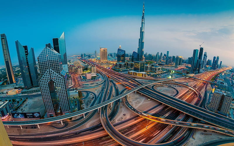 Dubai, panorama, UAE, modern architecture, skyscrapers, United Arab Emirates, HD wallpaper