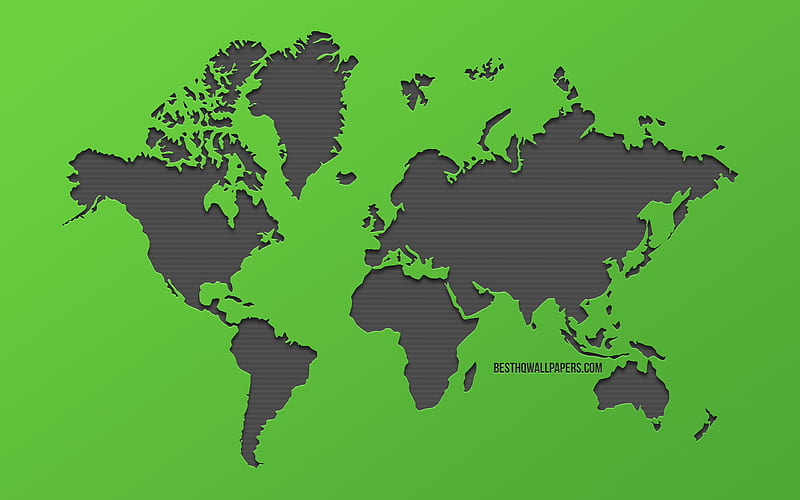 World Map, green background, ecology concepts, creative art, Earth, world map concepts, HD wallpaper