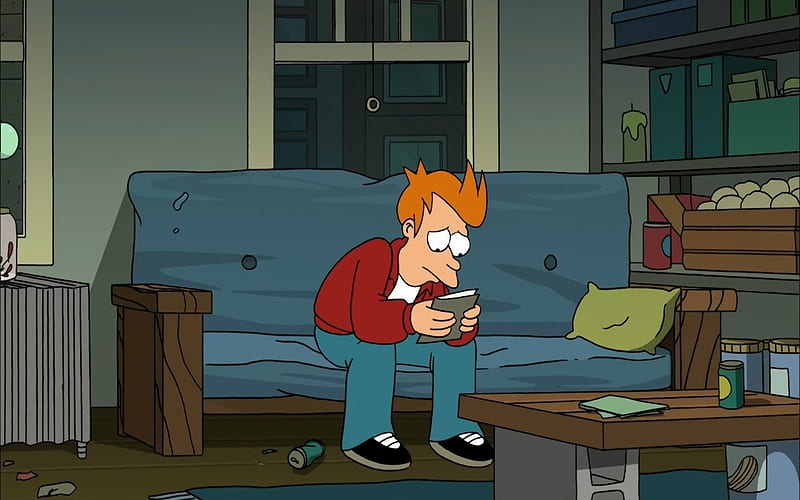 futurama, fry, table, couch, HD wallpaper