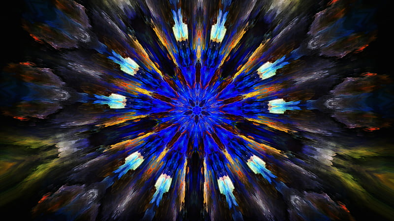 Abstract, Kaleidoscope, Artistic, Blue, Colors, Digital Art, HD wallpaper