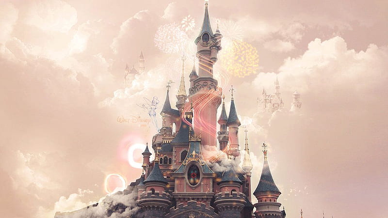 Closeup Of Castle With Background Of Clouds Disney, HD wallpaper | Peakpx