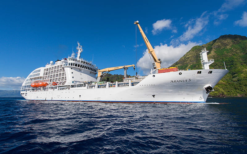Aranui 5, cargo vessel cargo ships, Tahiti, HD wallpaper