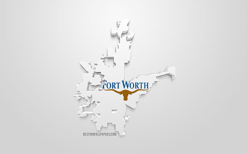 Fort Worth map silhouette, 3d flag of Fort Worth, American city, 3d art, Fort Worth 3d flag, Texas, USA, Fort Worth, geography, flags of US cities, HD wallpaper