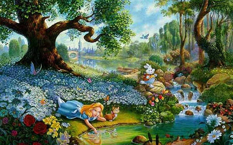 Alice in Wonderland, Alice, in, cartoon, Wonderland, HD wallpaper