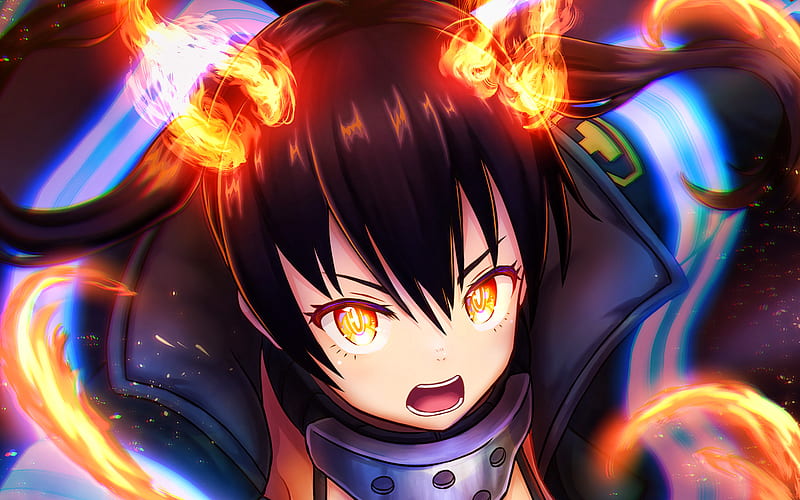 Kotatsu Tamaki, manga, Fire Force, fire flames, Enen no Shouboutai, protagonist, Kotatsu Tamaki Fire Force, HD wallpaper