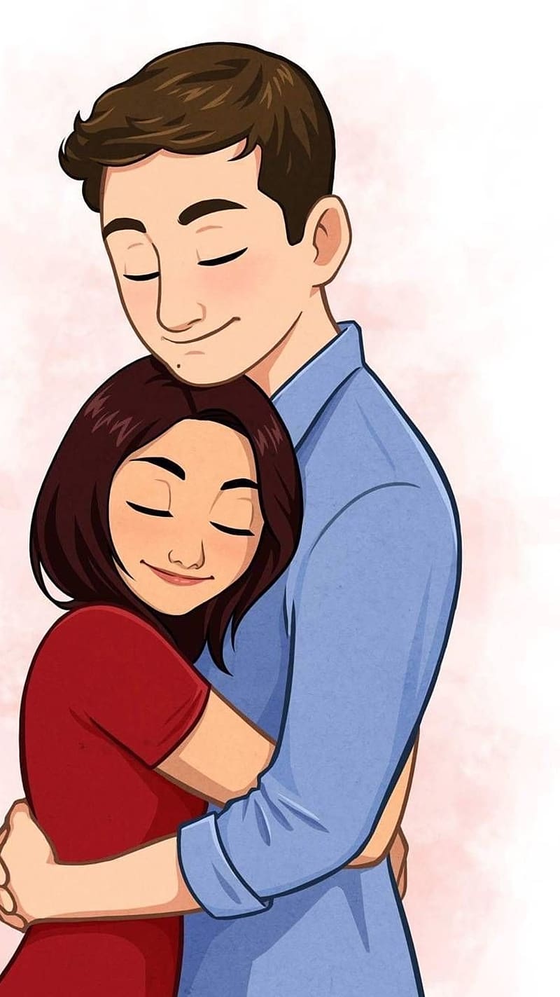 Animated couple, hug, love, i love you, cartoon, couple in love, romantic,  HD phone wallpaper | Peakpx