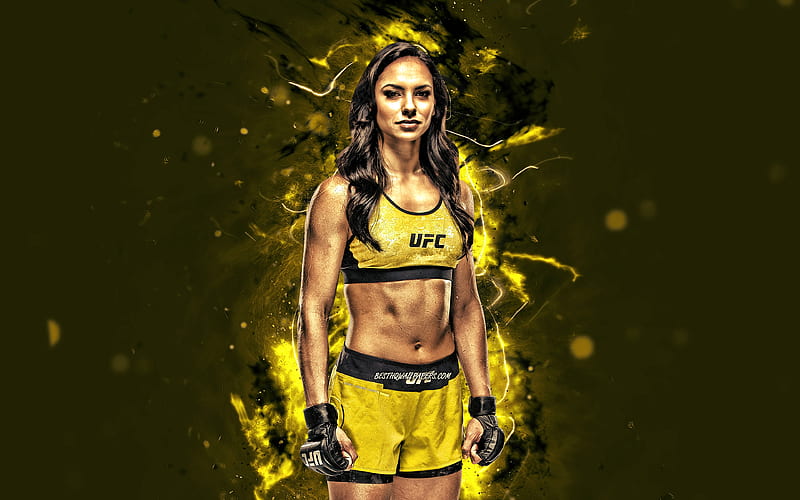 Ariane Lipski yellow neon lights, Brazilian fighters, MMA, UFC, female fighters, Mixed martial arts, Ariane Lipski , UFC fighters, MMA fighters, HD wallpaper