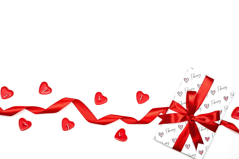 Holiday, Valentine's Day, Gift, Heart, Ribbon, HD wallpaper