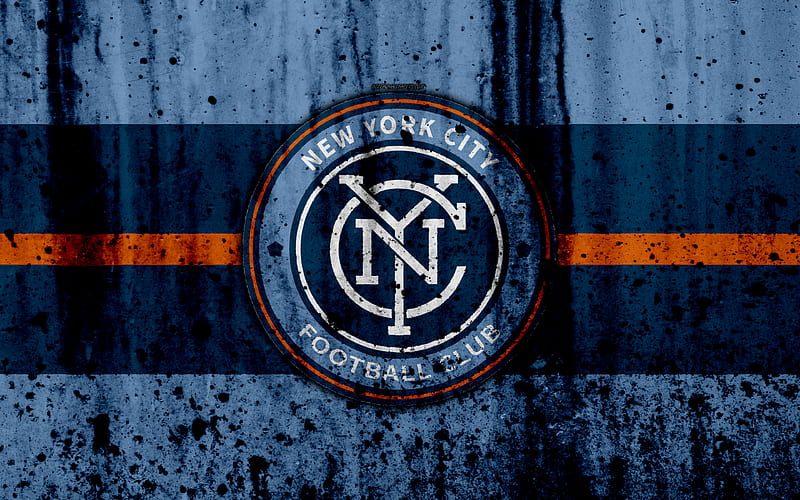 FC New York City, grunge, MLS, art, Eastern Conference, football club, USA, New York City, soccer, stone texture, NY City, logo, New York City FC, HD wallpaper