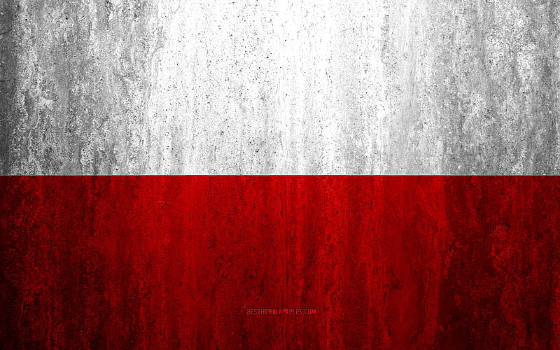 Flag of Poland grunge background, grunge flag, Europe, Polish flag, art, national symbols, Poland, stone texture, HD wallpaper