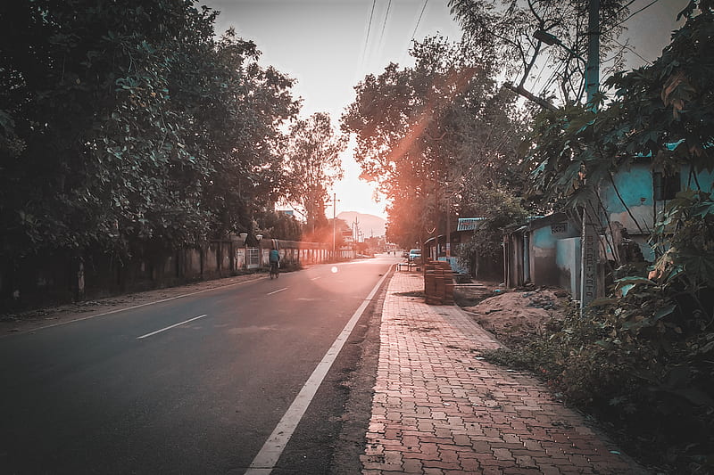 Evening time, india, nature love, graphy, road, sunset, HD wallpaper
