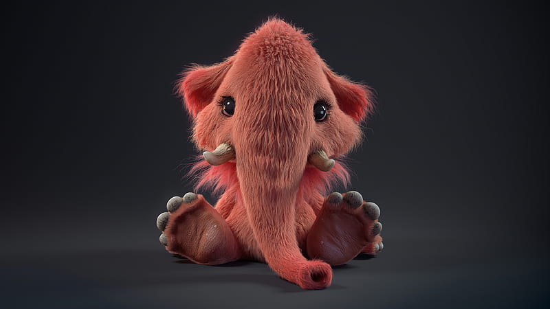 Little Mammoth, cute, pink, HD wallpaper