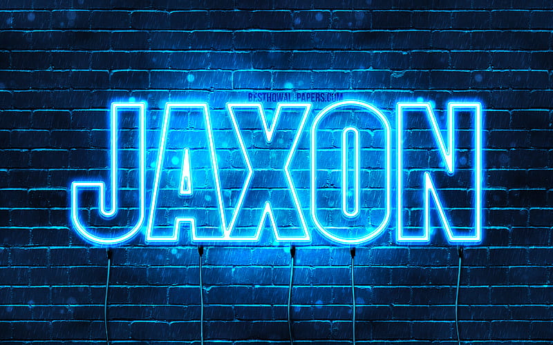 Jaxon with names, horizontal text, Jaxon name, blue neon lights, with Jaxon name, HD wallpaper