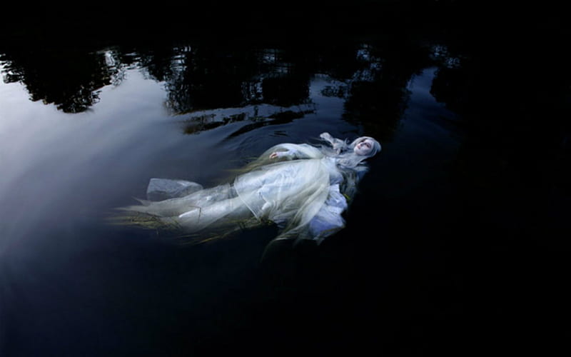 Dead River, water, floating, Gothic, woman, HD wallpaper