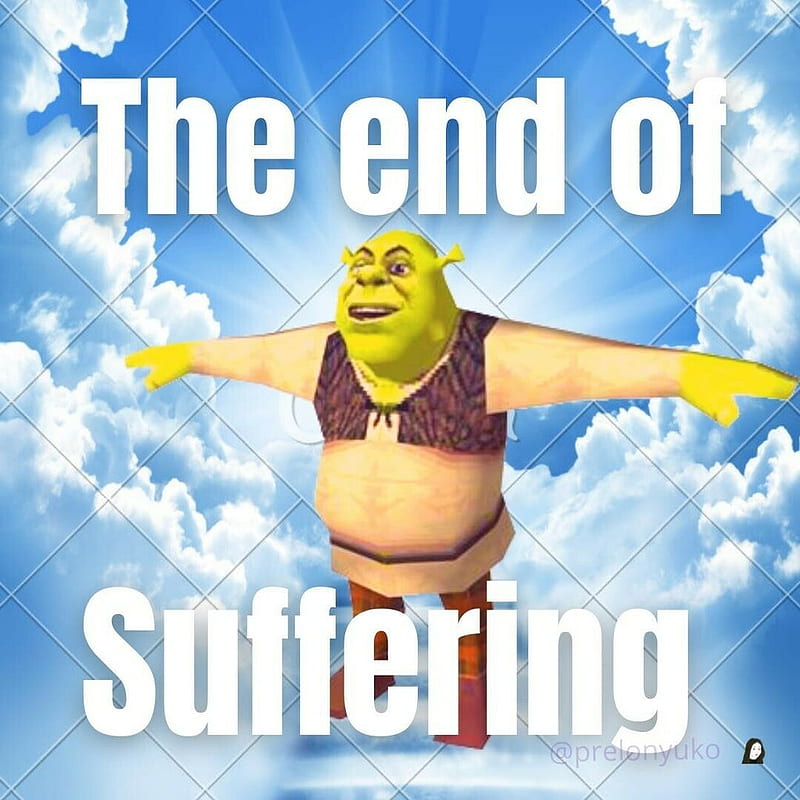 Funny meme of shrek in fortnite