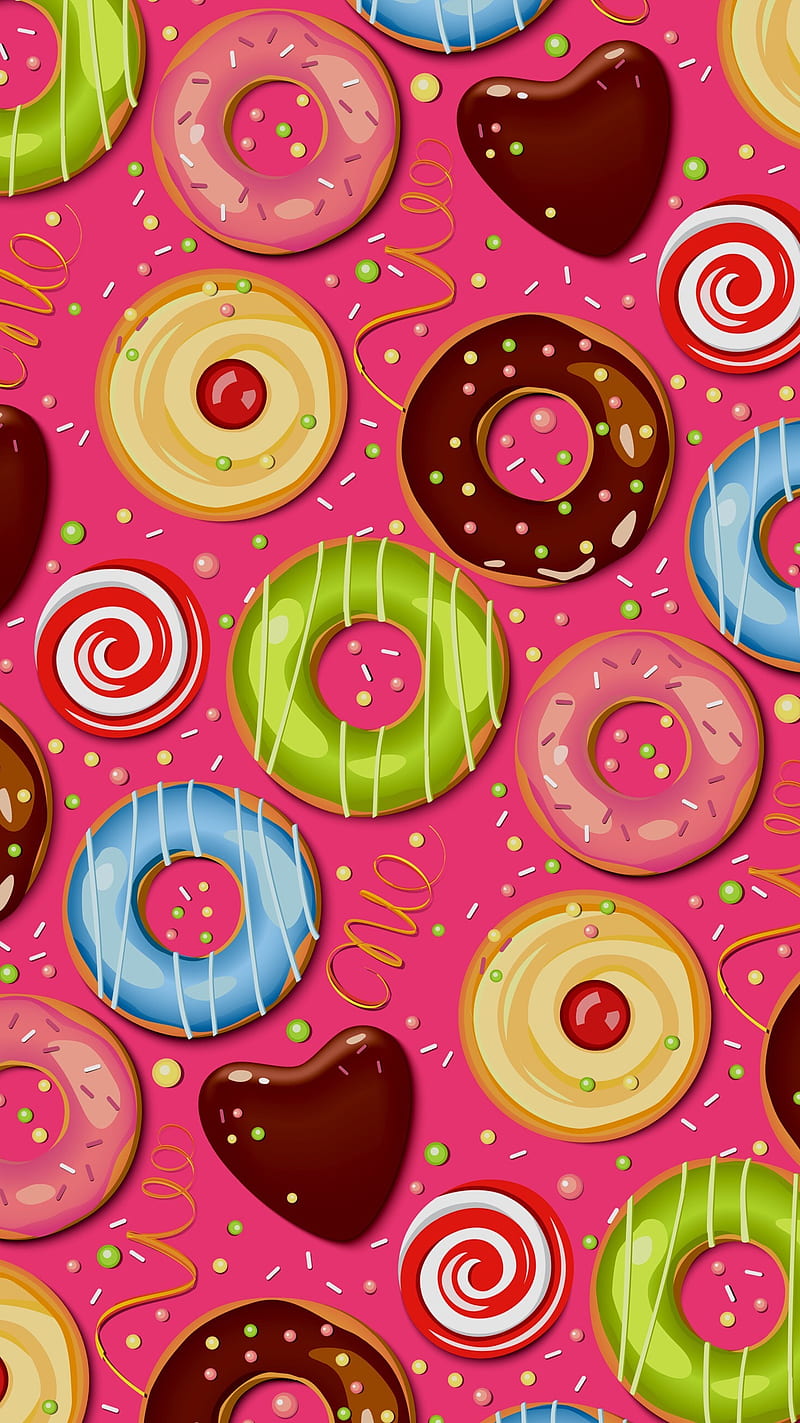 Cute Coffee, donut, pink, snacks, sweets, HD phone wallpaper | Peakpx