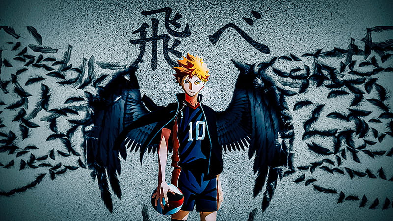 Anime boy, basketball, demon wings, devil wings, wings, HD wallpaper