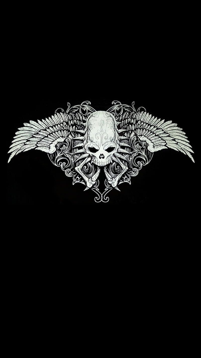 Skull Wings, bones, fancy, ornate, HD phone wallpaper