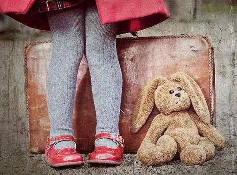 Memories of a sweetheart tights sweetheart rabbit, pic, legs, stuffed animal, colors, toy, wall, suitcase, memories, girl, colours, shoes, HD wallpaper