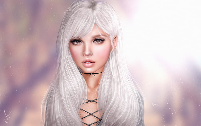 Beauty Luminos Woman Hair Fantasy Girl Rendering Face White Hd Wallpaper Peakpx 