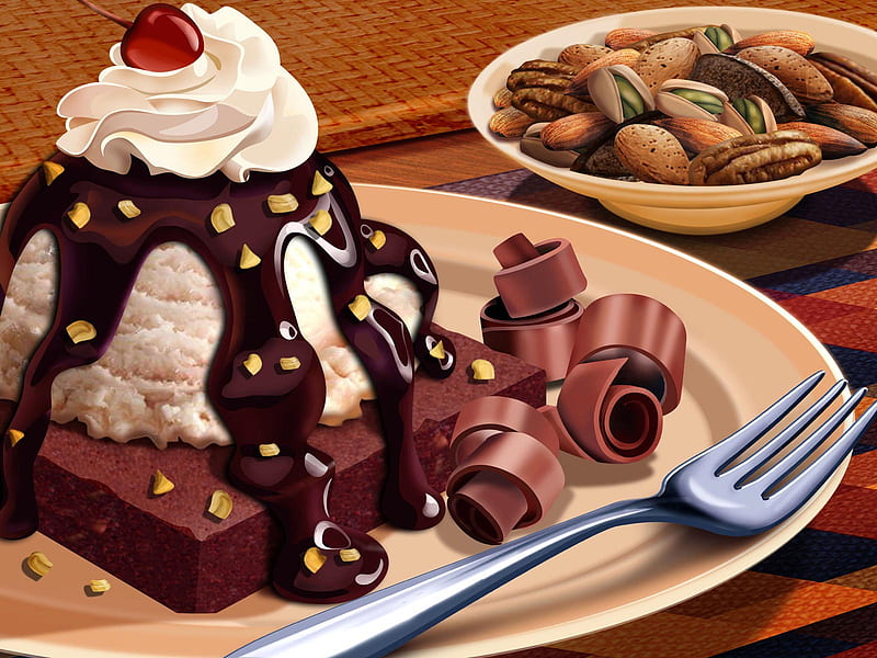 Tastiness Dessert, cake, sweets, chocolate, hungry, ice with chocolat, dessert, smells, nice, yummy, good, tastines, pie, vanilla, models, food, graphics, comestible, saliva drops lol xd, cool, ice, tasty, funny, cakes, eating, pudding, HD wallpaper