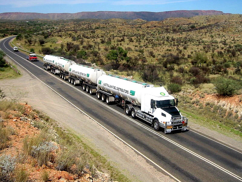 road train, outback, truck, train, road, HD wallpaper