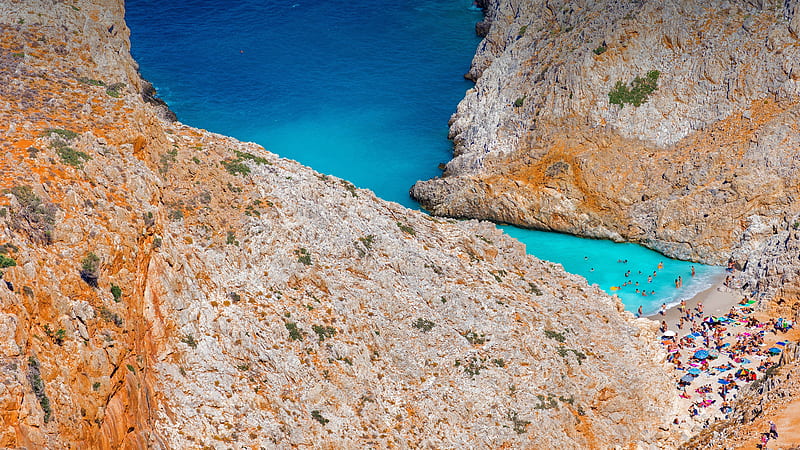 Seitan Limania Beach Crete Greece Summer Beach, HD wallpaper