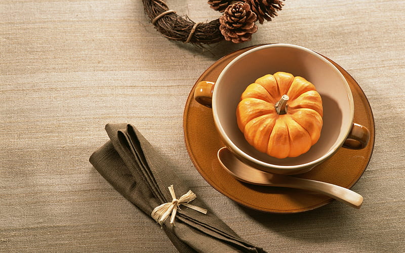 *** Autumn table decoration ***, table, autumn, decoration, pumpkin, HD wallpaper