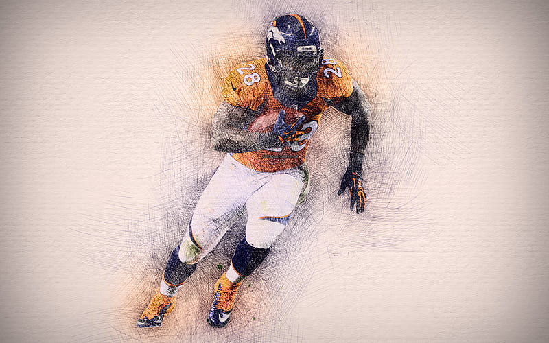 Montee Ball artwork, american football, Denver Broncos, NFL, drawing Montee Ball, National Football League, HD wallpaper
