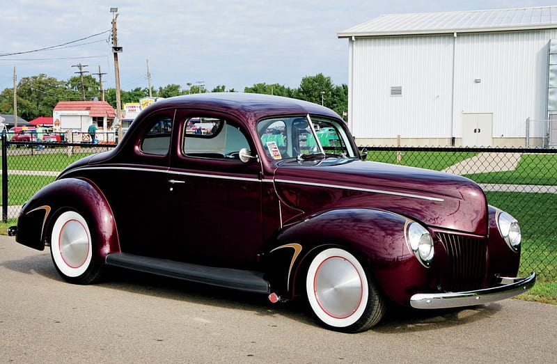 1940-Ford-Coupe, Classic, Coupe, Whitewalls, Hotrod, HD wallpaper