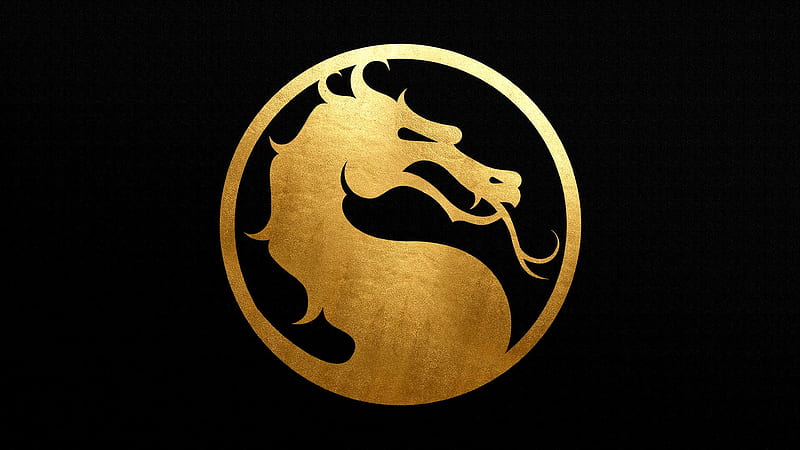 Mortal Kombat Logo, 90s, black, dragon, gold, mk, mortal kombat, netherrealm, HD wallpaper