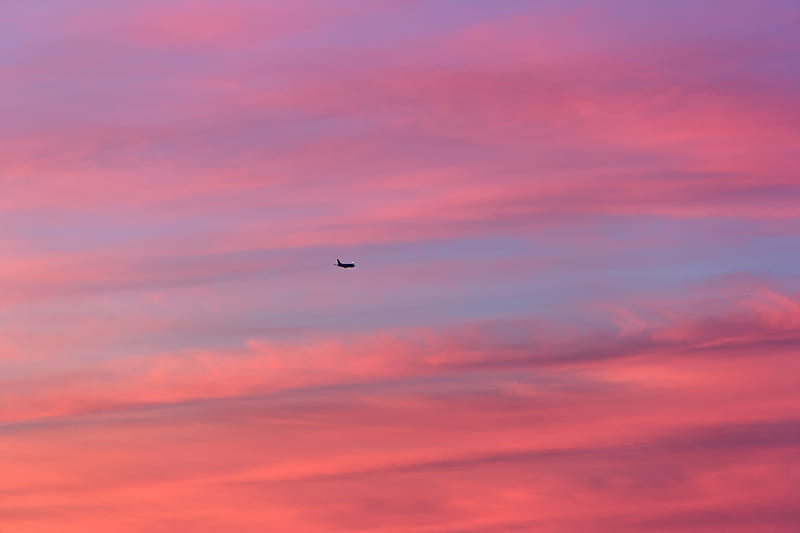 plane, sky, clouds, minimalism, flight, HD wallpaper