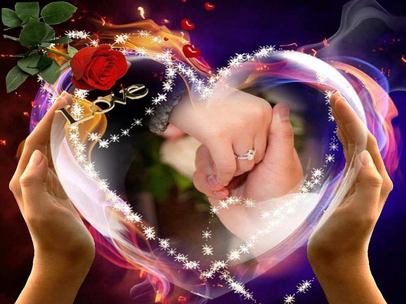 Together forever, engagement, romance, wedding, red rose, love, siempre, red heart, color, hand in hand, ring, Together, HD wallpaper