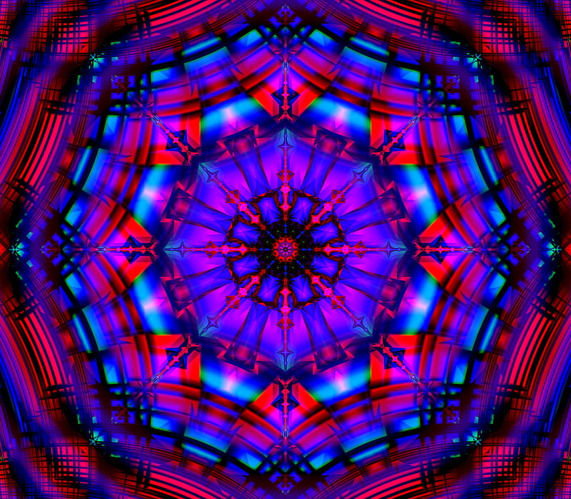 fractal, kaleidoscope, pattern, abstraction, colorful, HD wallpaper