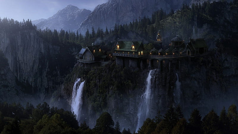 Rivendell, wall, castle, elf, HD wallpaper
