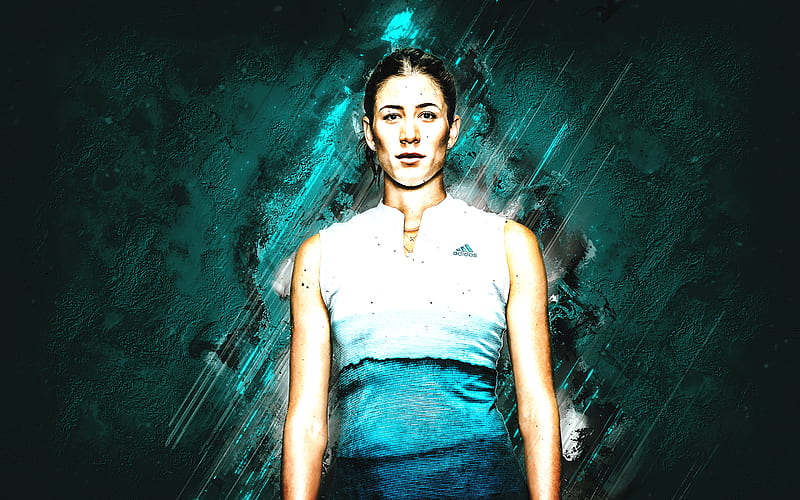Garbine Muguruza, WTA, Spanish tennis player, turquoise stone background, Garbine Muguruza art, tennis, HD wallpaper