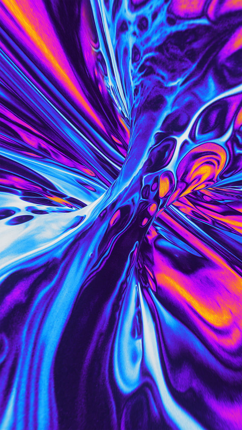 Glitchy fluid, Abstract, Geoglyser, Glitchy, acrylic, bonito, blue, orange, pink, purple, surreal, tunnel, HD phone wallpaper