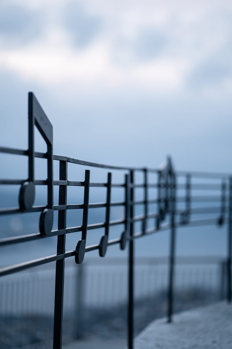 fence, notes, music staff, metal, decorative, musical, HD phone wallpaper