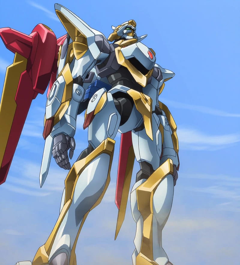 Guren Seiten, red, code geass, float, magic, wing, robot, fantasy, mecha,  anime, HD wallpaper