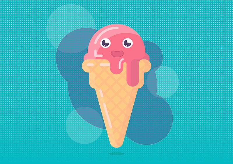 ice cream, horn, funny, face, melting, pink, HD wallpaper