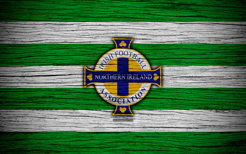 Northern Ireland national football team, logo, UEFA, Europe, football, wooden texture, soccer, Northern Ireland, European national football teams, Northern Ireland Football Federation, HD wallpaper