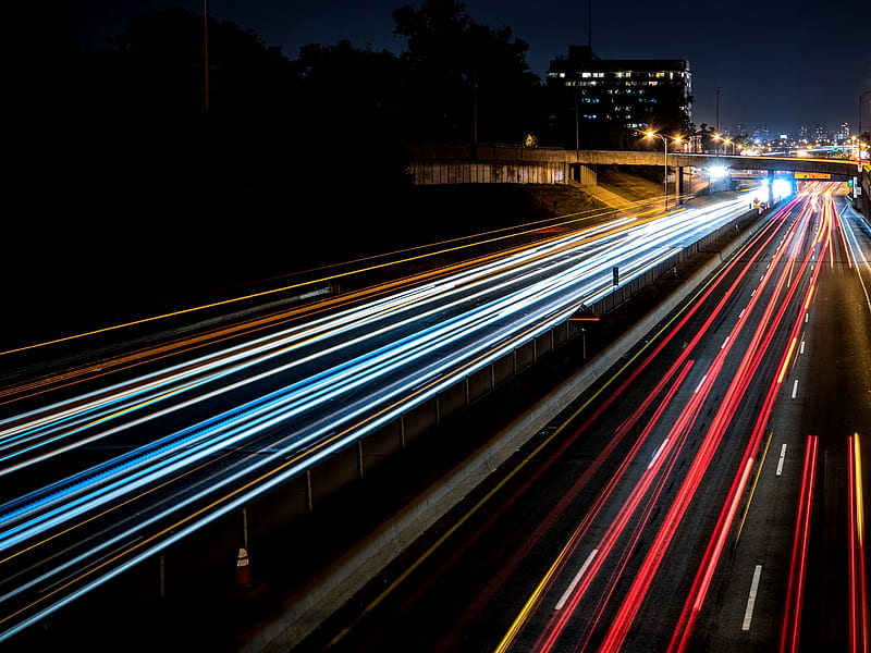 time-lapse graphy of cars passing through the road during night time, HD wallpaper